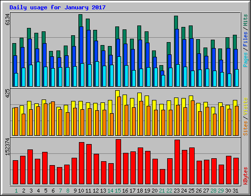 Daily usage for January 2017